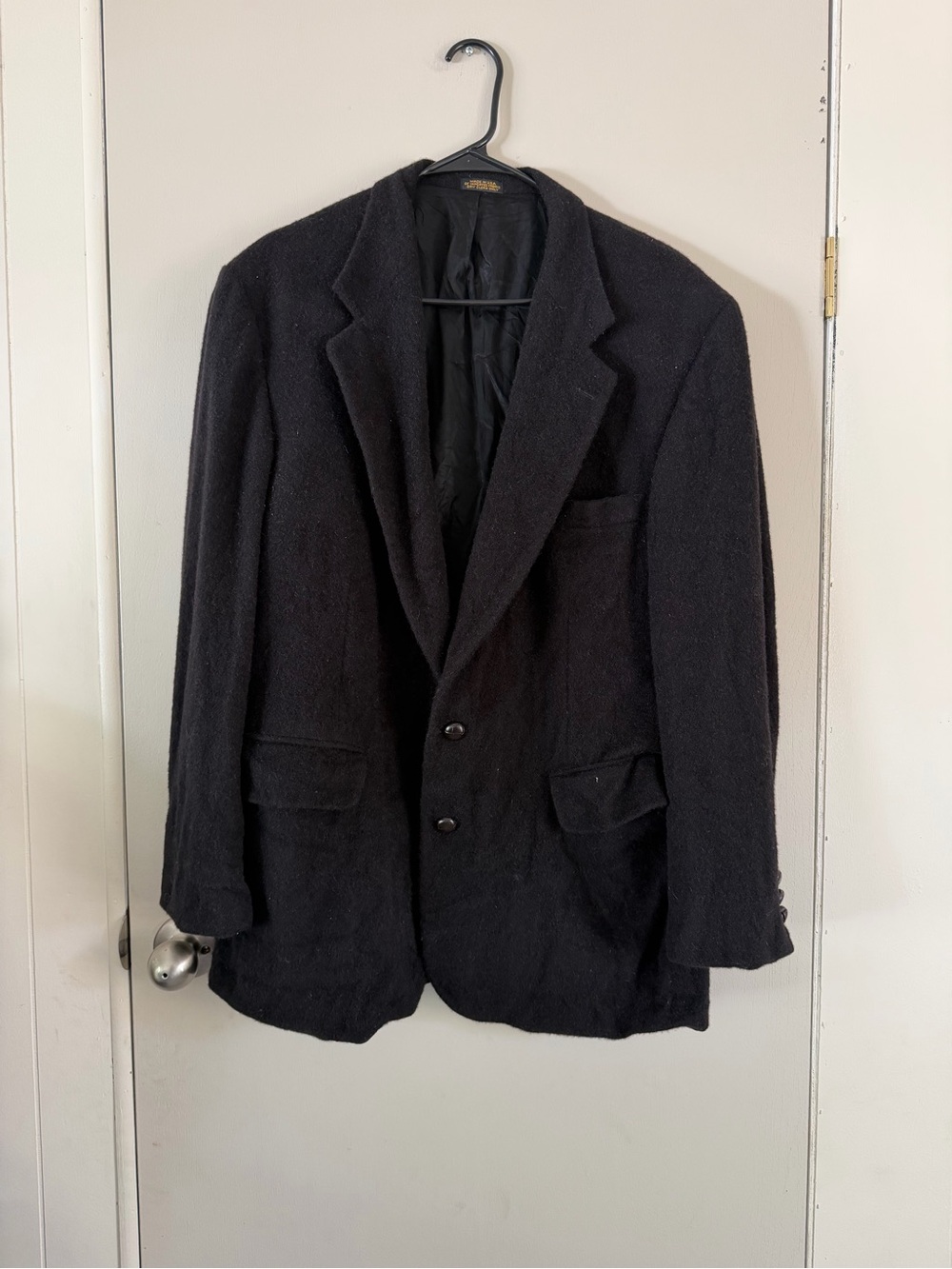 Men's Black 100% camel hair Wool Blend Two-Button Blazer